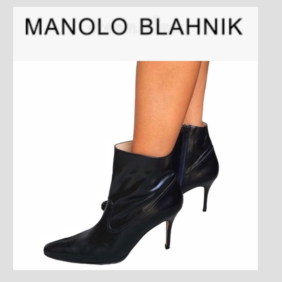 Manolo Blahnik Shoes - Manolo Blahnik Blank Patent Leather Booties Size: 37